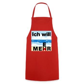 ICH WILL MEER, MEHR BRAUCHE ICH NICHT, MEERLIEBE - Kochschürze - Rot - Vorne - AI Model Male 185 dark (185cm)
