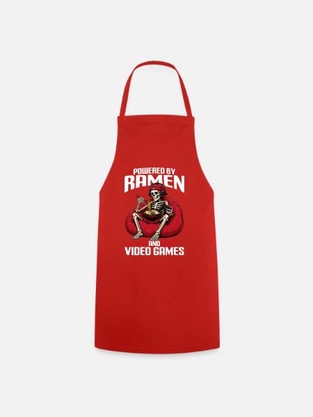Funny Gaming and Ramen Gamer Skeleton - Kochschürze - Rot