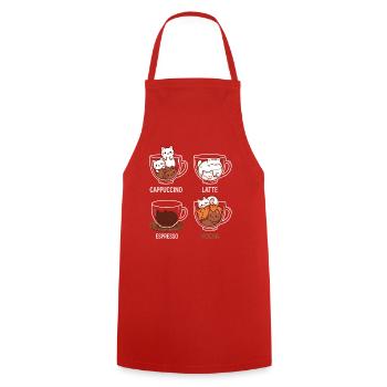 Cattuccino – Kaffeesorten - Kochschürze - Rot - Vorne - AI Model Male 185 dark (185cm)