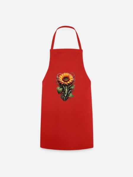 Mechanische Sonnenblume - Kochschürze - Rot