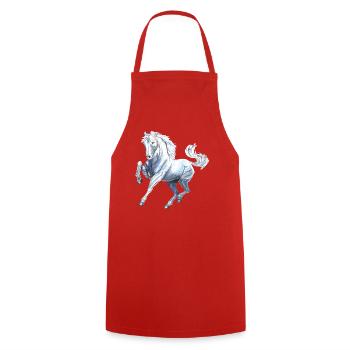 Handgemaltes Wildpferd – Edler Schimmel Design - Kochschürze - Rot - Vorne - AI Model Male 185 dark (185cm)