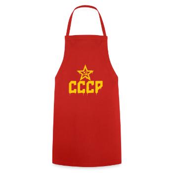 CCCP - Soviet Union - Sowjetunion - UdSSR - Kochschürze - Rot - Vorne - AI Model Male 185 dark (185cm)