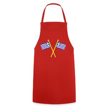 Griechische Flagge - Kochschürze - Rot - Vorne - AI Model Male 185 dark (185cm)