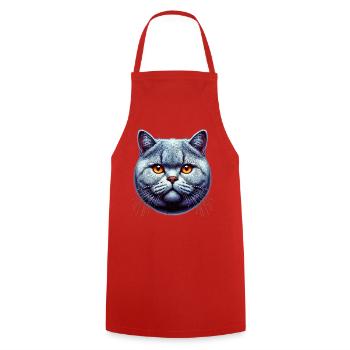 Britische Kurzhaarkatze - Kochschürze - Rot - Vorne - AI Model Male 185 dark (185cm)