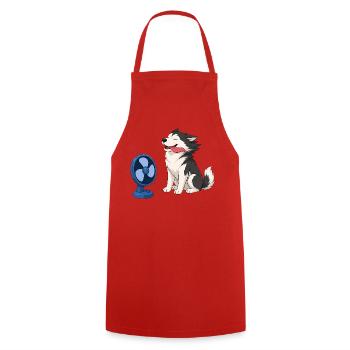 Husky im Gegenwind - Kochschürze - Rot - Vorne - AI Model Male 185 dark (185cm)