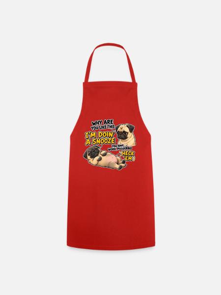Pug Schlafmodus Spruch Design - Kochschürze - Rot