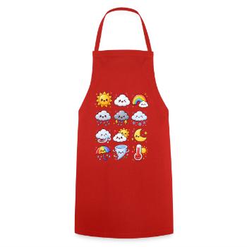 Kawaii Wetter | Sonne, Regen & Gewitter - Kochschürze - Rot - Vorne - AI Model Male 185 dark (185cm)