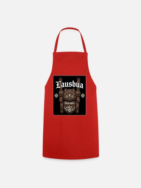 Original Hirschkopf Ledermotiv - Kochschürze - Rot