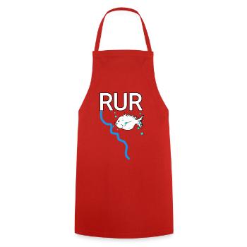 Der reissende Fluss Rur Lebendiger Fluss mit Fisch - Kochschürze - Rot - Vorne - AI Model Male 185 dark (185cm)