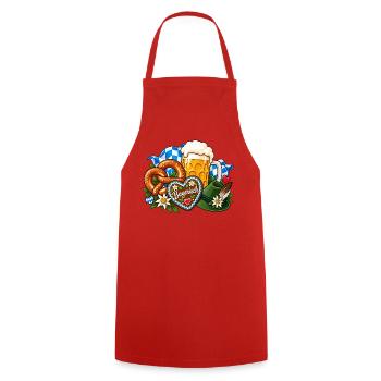 Bayerische Gemütlichkeit Volksfest - Kochschürze - Rot - Vorne - AI Model Male 185 dark (185cm)