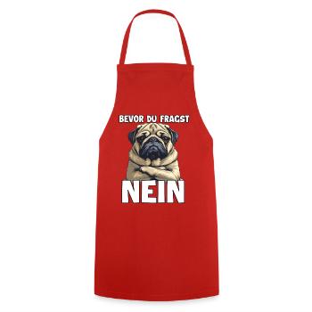 Humorvolle Geschenkidee für Mops Hundehalter Mops - Kochschürze - Rot - Vorne - AI Model Male 185 dark (185cm)