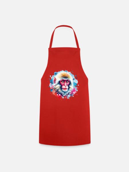 Schneeaffe Motiv - Kochschürze - Rot
