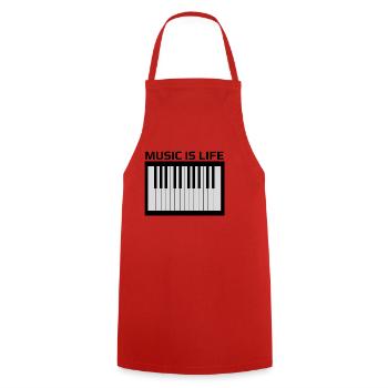 Monochrome Klaviertasten - Kochschürze - Rot - Vorne - AI Model Male 185 dark (185cm)