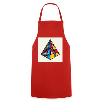 Abstrakte bunte Pyramide - Kochschürze - Rot - Vorne - AI Model Male 185 dark (185cm)