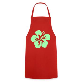 Mint Hibiskus Silhouette - Kochschürze - Rot - Vorne - AI Model Male 185 dark (185cm)