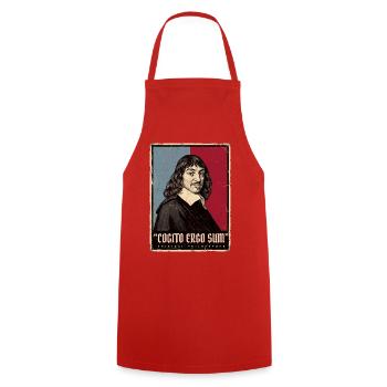 Ich denke also bin ich Rene Descartes  - Kochschürze - Rot - Vorne - AI Model Male 185 dark (185cm)
