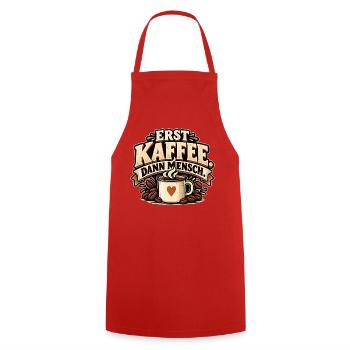Erst mal ein Kaffee dann Menschen Kaffeegeschenk - Kochschürze - Rot - Vorne - AI Model Male 185 dark (185cm)