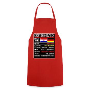 Deutschkroaten - zwischen zwei Kulturen 199x - Kochschürze - Rot - Vorne - AI Model Male 185 dark (185cm)