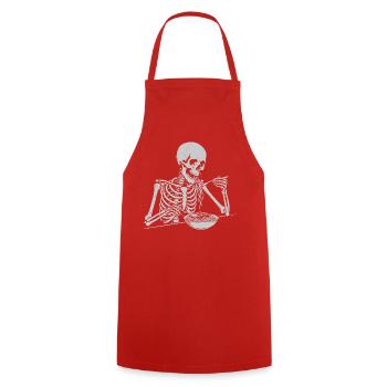 Skelett-Frühstücksschale - Kochschürze - Rot - Vorne - AI Model Male 185 dark (185cm)