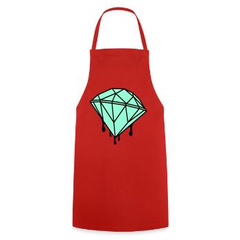 Geometrischer Mint-Diamant - Kochschürze - Rot - Vorne - AI Model Male 185 dark (185cm)