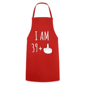 39 Plus 40 Geburtstag Frau Frecher Spruch - Kochschürze - Rot - Vorne - AI Model Male 185 dark (185cm)