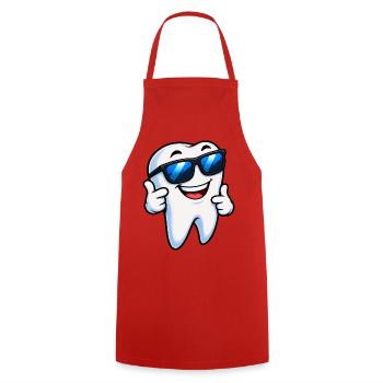 Sonnenbrillen-Zahn Statement - Kochschürze - Rot - Vorne - AI Model Male 185 dark (185cm)