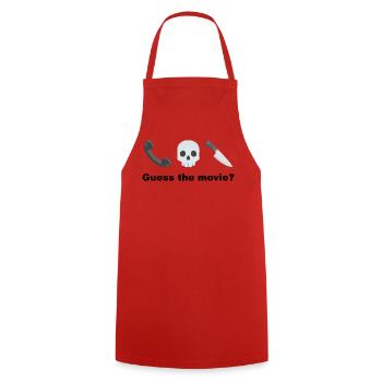 Totenkopf mit Handy und Messer Rate mal, der Film? - Kochschürze - Rot - Vorne - AI Model Male 185 dark (185cm)