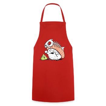 Lustiges Sushi mit Fischgräte I Kawaii Japan Essen - Kochschürze - Rot - Vorne - AI Model Male 185 dark (185cm)