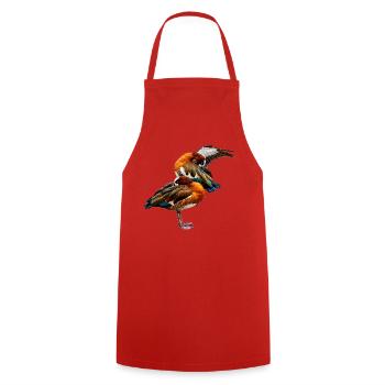 Wittwen Pfeifgänse Duett im Farbspiel - Kochschürze - Rot - Vorne - AI Model Male 185 dark (185cm)
