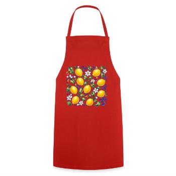 Zitronen Muster Mediterran Früchte Sommer Obst - Kochschürze - Rot - Vorne - AI Model Male 185 dark (185cm)