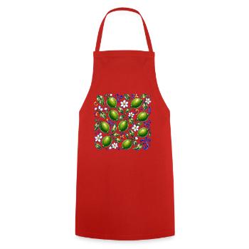 Limetten Muster Mediterran Sommer Frische Früchte - Kochschürze - Rot - Vorne - AI Model Male 185 dark (185cm)