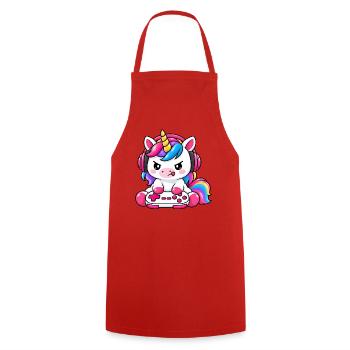 Cute_gaming_unicorn - Kochschürze - Rot - Vorne - AI Model Male 185 dark (185cm)