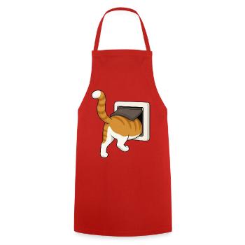 Freche Katze erkundet einen Briefkasten - Kochschürze - Rot - Vorne - AI Model Male 185 dark (185cm)