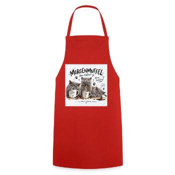 Morgenmuffel Britische Katzenkaffee BKH - Kochschürze - Rot - Vorne - AI Model Male 185 dark (185cm)