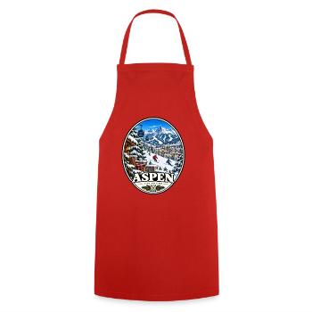 Aspen Colorado Berge Herbst Urlaub Vintage - Kochschürze - Rot - Vorne - AI Model Male 185 dark (185cm)