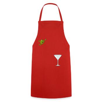 Olive springt ins Martiniglas Dirty Martini - Kochschürze - Rot - Vorne - AI Model Male 185 dark (185cm)