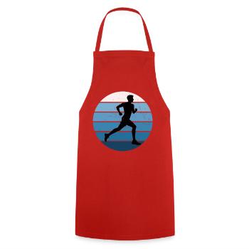 Geschenkidee für einen Running mit Running - Kochschürze - Rot - Vorne - AI Model Male 185 dark (185cm)