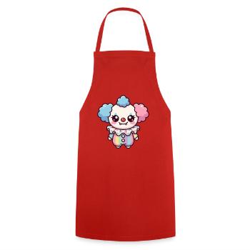 Süßer Cartoon-Clown mit Pastellfarben und großen Augen - Kochschürze - Rot - Vorne - AI Model Male 185 dark (185cm)