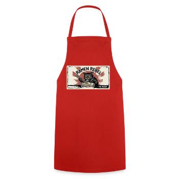 Ramen-Rebellenkatze - Kochschürze - Rot - Vorne - AI Model Male 185 dark (185cm)