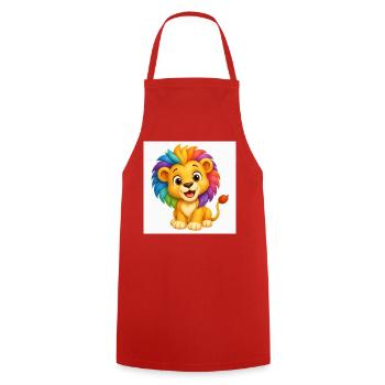 Regenbogenlöwe Farbspiel - Kochschürze - Rot - Vorne - AI Model Male 185 dark (185cm)