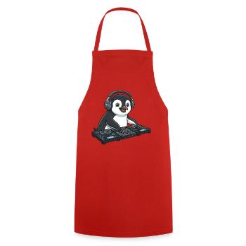 Pinguin DJ Musik Techno Party Comic - Kochschürze - Rot - Vorne - AI Model Male 185 dark (185cm)