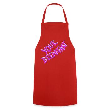Your Breakfast Neon Script - Kochschürze - Rot - Vorne - AI Model Male 185 dark (185cm)