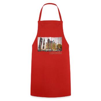 Dubai Marina in VAE Skyline Vintage Panorama - Kochschürze - Rot - Vorne - AI Model Male 185 dark (185cm)