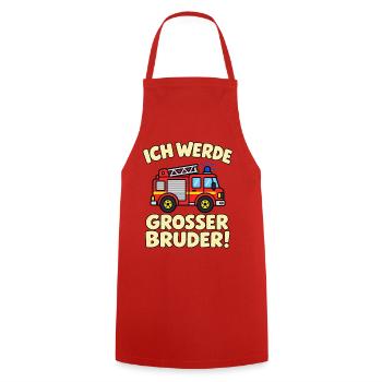 Ich werde großer Bruder – FeuerwehrRotes Feuerwehr - Kochschürze - Rot - Vorne - AI Model Male 185 dark (185cm)
