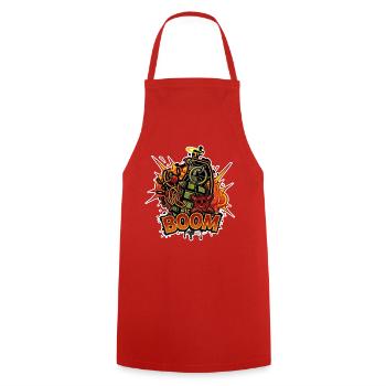Boom Handgranate – Cooles Comic Grafitti Design - Kochschürze - Rot - Vorne - AI Model Male 185 dark (185cm)