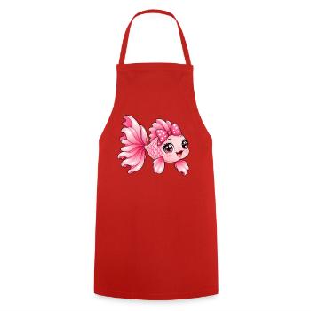 Kawaii Pink Fish mit Schleife und Herzen - Kochschürze - Rot - Vorne - AI Model Male 185 dark (185cm)