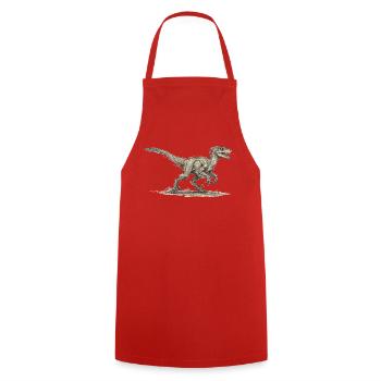 Velociraptor Motiv Dinosaurier Design Dino Urzeit - Kochschürze - Rot - Vorne - AI Model Male 185 dark (185cm)