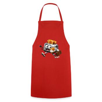 Panischer Toaster auf der Flucht mit Toast - Kochschürze - Rot - Vorne - AI Model Male 185 dark (185cm)