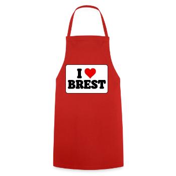 Ich liebe Brest J'aime Brest: Herz und Stadt - Kochschürze - Rot - Vorne - AI Model Male 185 dark (185cm)
