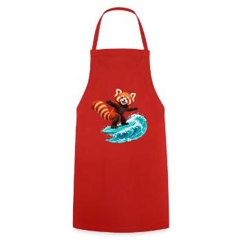Red Panda auf der Teal Wave surfen - Kochschürze - Rot - Vorne - AI Model Male 185 dark (185cm)